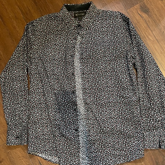 INC International Concepts Black and White Floral Shirt - Picture 1 of 3